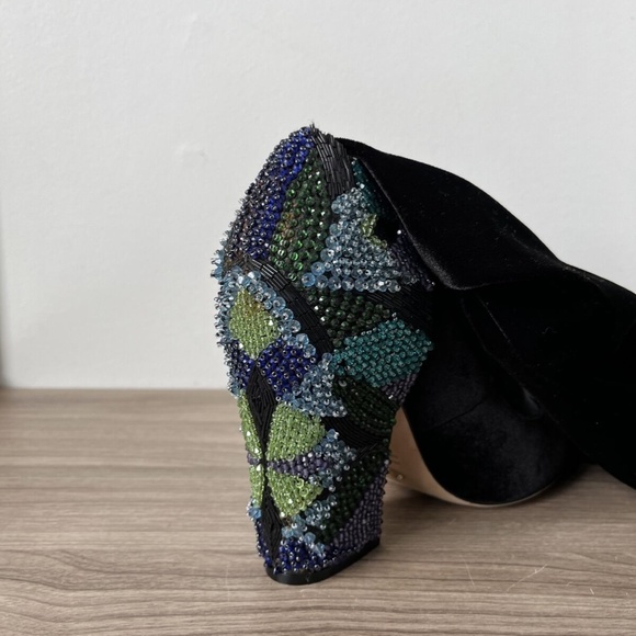 Sergio Rossi Black EMBELLISHED VELVET Over Knee Boots Shoes Sz 5.5 US NEW - Picture 8 of 12